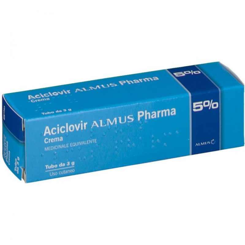 Aciclovir Almus 5% Crema Trattamento Herpes Simplex delle Labbra, 3g
