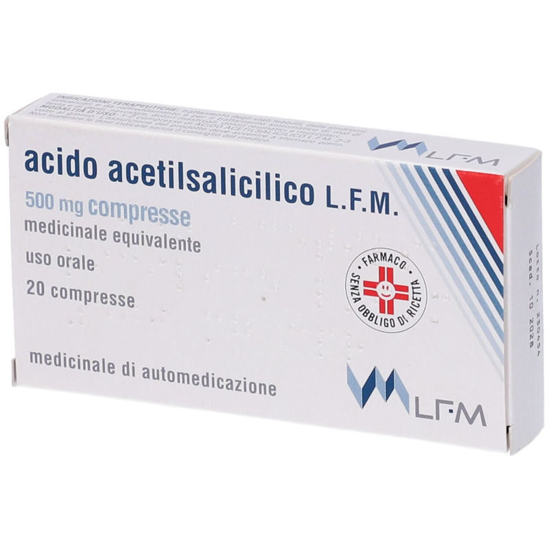Acido Acetilsalic Lfm 500mg Febbre Sindromi Influenzali e Raffreddamento Antidolorifico 20 Compresse