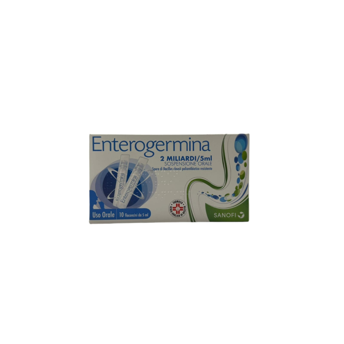 Enterogermina 2 Miliardi per 5 ml Sospensione Orale 10 Flaconcini Probiotico per Flora Batterica Intestinale di Bambini e Adulti
