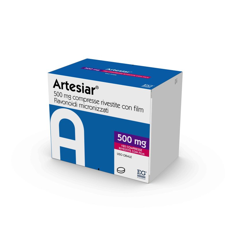 Artesiar 500 milligrammi 120 Compresse Rivestite per Insufficienza Venosa, Emorroidi e Gambe Pesanti