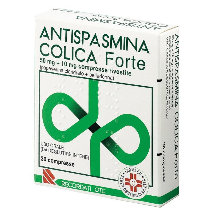 Antispasmina Colica Forte 50mg + 10mg Antispastico, 30 Compresse Rivestite