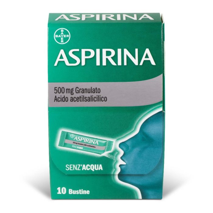 Aspirina 500 mg Granulato - Trattamento per Dolori e Sintomi Influenzali 10 bustine 500 mg  