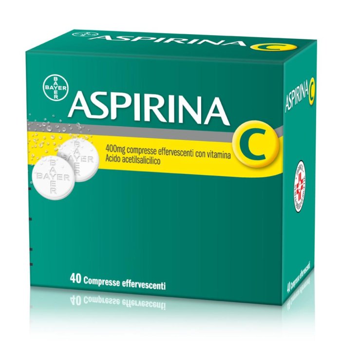 Aspirina C Antinfiammatorio Antidolorifico per Influenza Raffreddore e Febbre con Vitamina C 40 Cpr