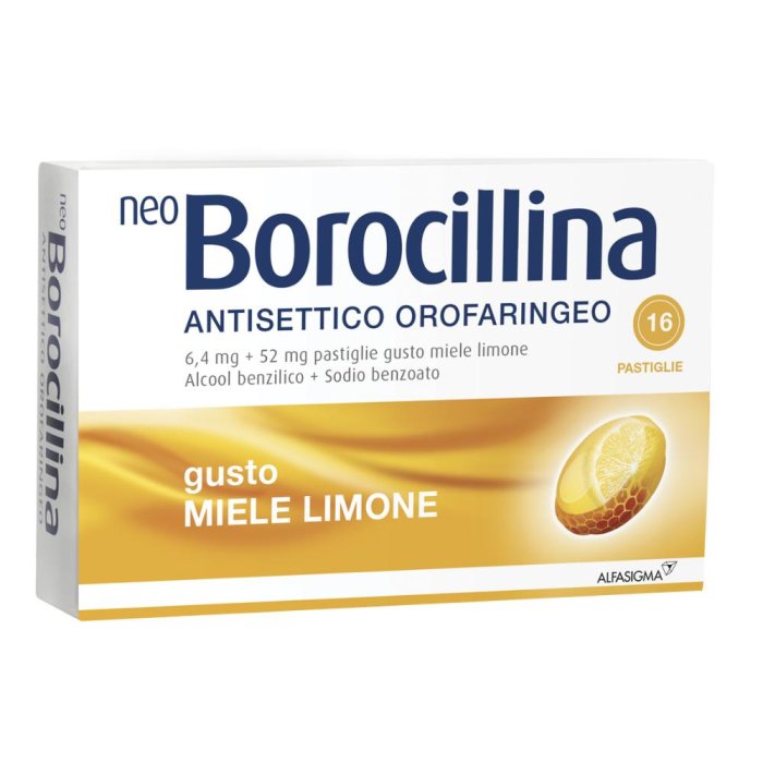 Neoborocillina Antisettico Orofaringeo Miele Limone 16 Pastiglie 