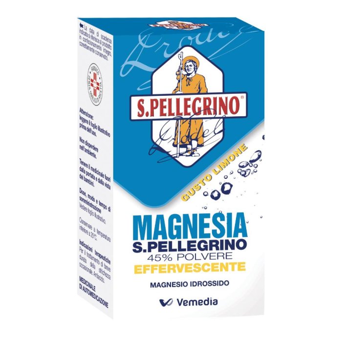 Magnesia S. Pellegrino 45% polvere effervescente gusto limone 100 g per stitichezza e antiacido