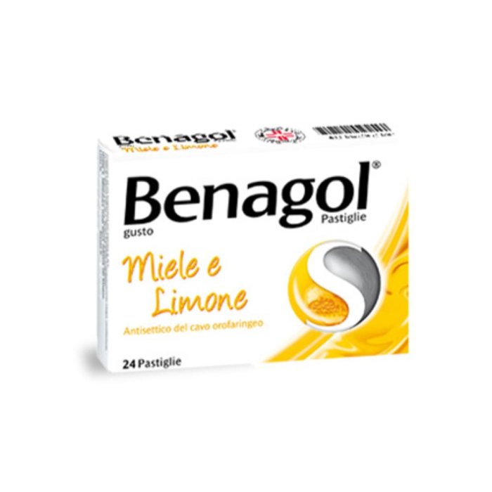 Benagol miele e limone antisettico del cavo orale azione emolliente e lenitiva 24 pastiglie