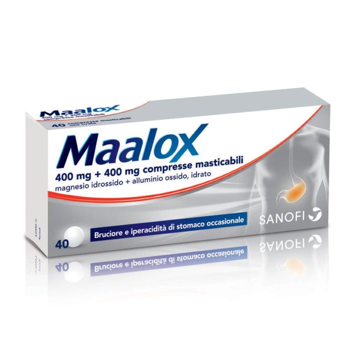 Maalox 400 Mg + 400 Mg Compresse Masticabili 40 Compresse