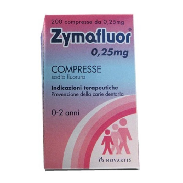 Zymafluor 0,25 mg Compresse 200 Compresse Fluoruro di Sodio per Bambini Prevenzione Carie Dentale