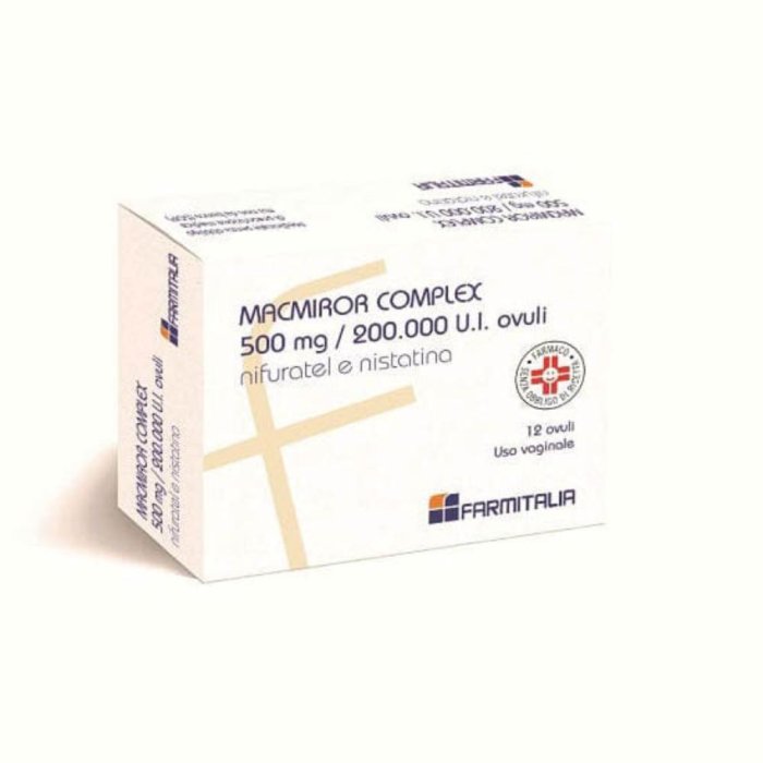 Macmiror Complex Trattamento per igiene vaginale 12 ovuli vaginali 500 mg + 200.000 Unita' Internazionali