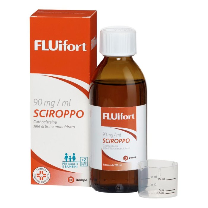 Fluifort 90 mg/ml sciroppo 200 ml mucolitico e fluidificante