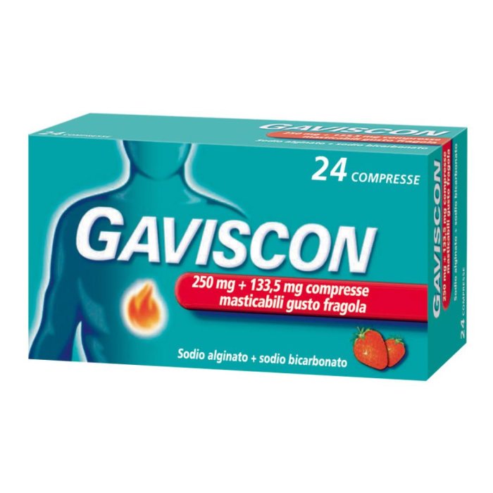 Gaviscon 24 Compresse Gusto Fragola 250+133,5mg