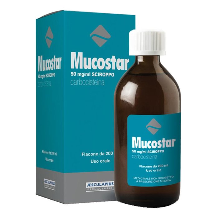 Mucostar Sciroppo 50 mg/ ml Carbocisteina Flacone 200 ml