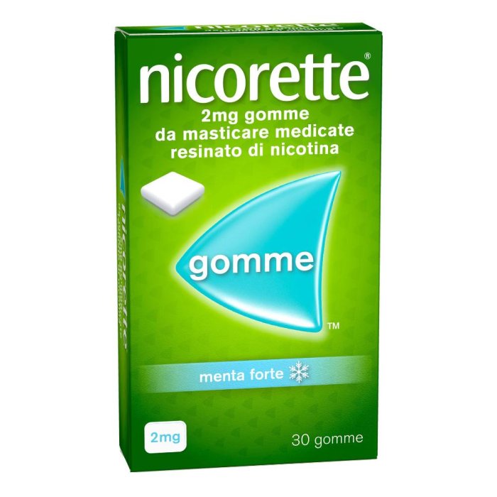Nicorette 2 mg 30 gomme da masticare medicate – Gusto menta forte, confezione da 30 gomme