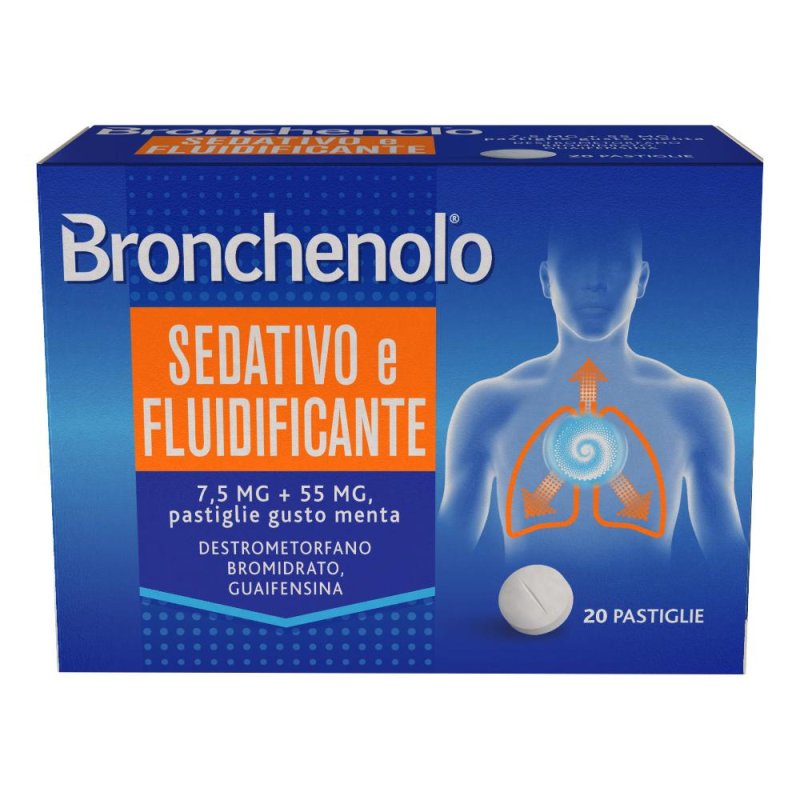 Bronchenolo sedativo e fluidificante   20 Pastiglie per tosse secca e grassa