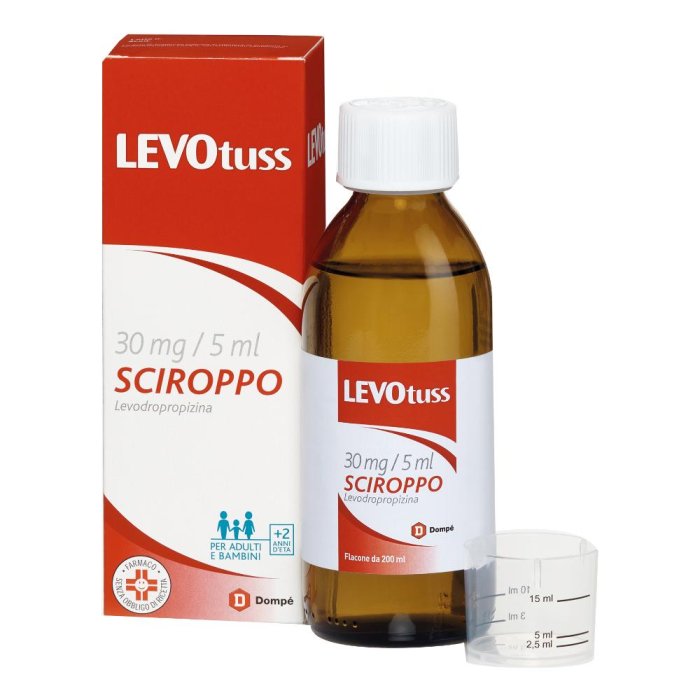 Levotuss sciroppo 200 ml per terapia sintomatica della tosse secca e stizzosa 