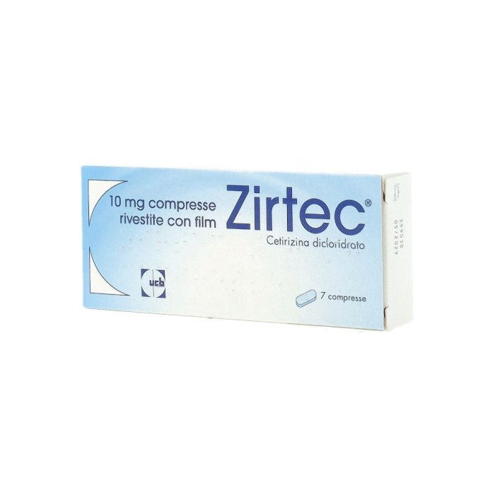 Zirtec 10 mg  Antistaminico Allergie Stagionali 7 Compresse