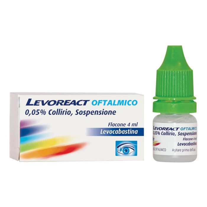 Levoreact Collirio Antistaminico per Occhi che Lacrimano e Congiuntivite Allergica 4ml