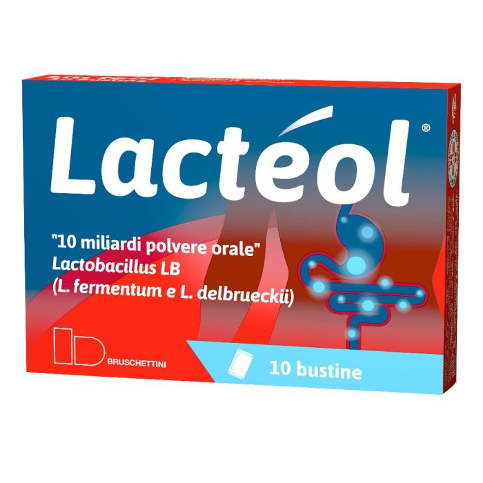 Lacteol Forte 10 Bustine Fermenti Lattici Vivi 10 Miliardi Probiotico per Equilibrio della Flora Intestinale