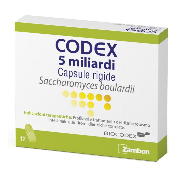 Codex 5 Miliardi Capsule Rigide Saccharomyces boulardii, 12 Capsule