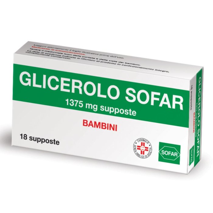 Alfasigma Glicerolo Bambini 1375mg Trattamento Stitichezza Occasionale 18 Supposte