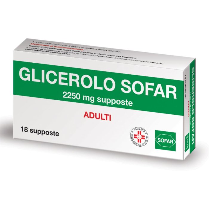  Glicerolo Adulti 18 Supposte Sofar 2250mg
