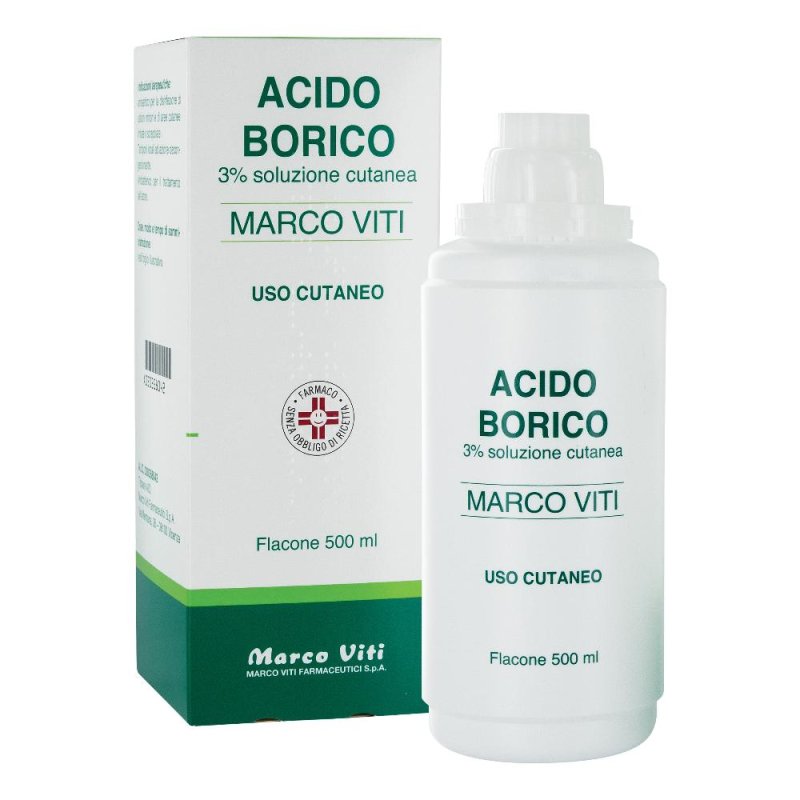 Acido Borico Mv 3% Soluzione Cutanea Antisettica e Antibatterica, 500ml
