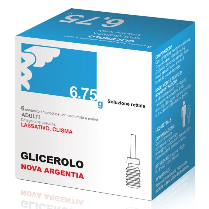Glicerolo nova argentia soluzione rettale - 6 contenitori monodose con camomilla e malva