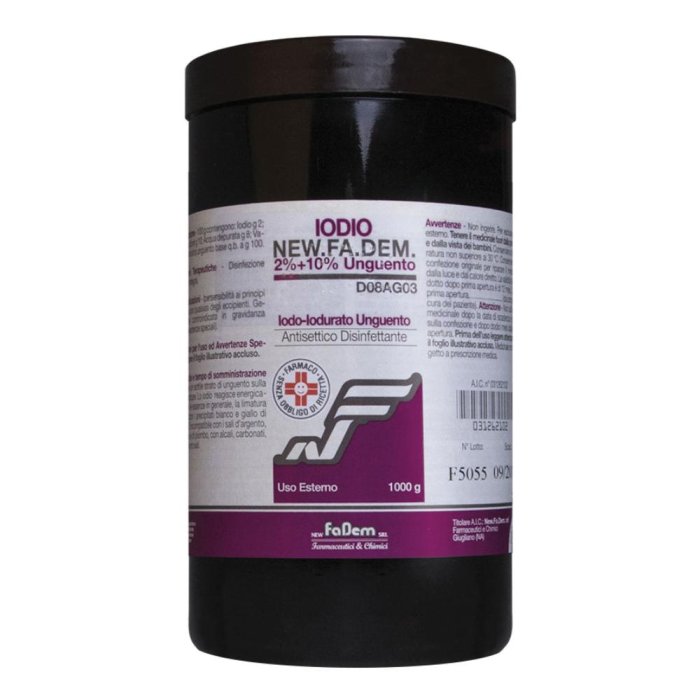 Iodio New.Fa. unguento 1000 g 2% + 10% - unguento a base di iodio per uso cutaneo