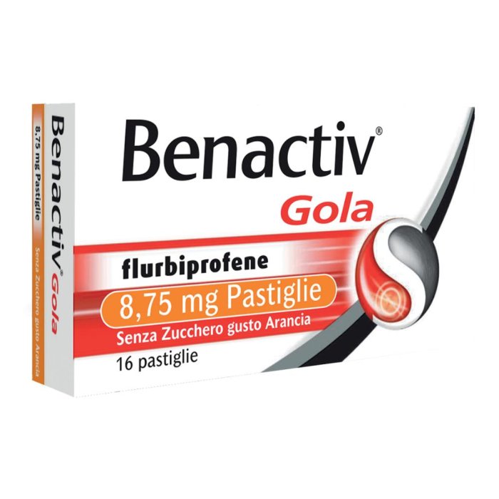 Benactiv Gola 8,75 Mg Pastiglie Senza Zucchero Gusto Arancia 16 Pastiglie