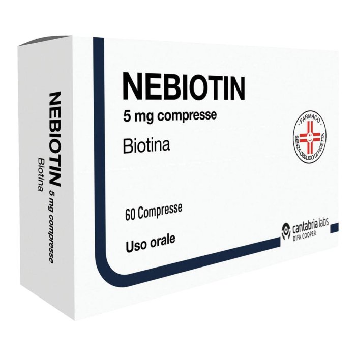 Nebiotin 5 milligrammi 60 compresse integratore di biotina per capelli unghie e pelle