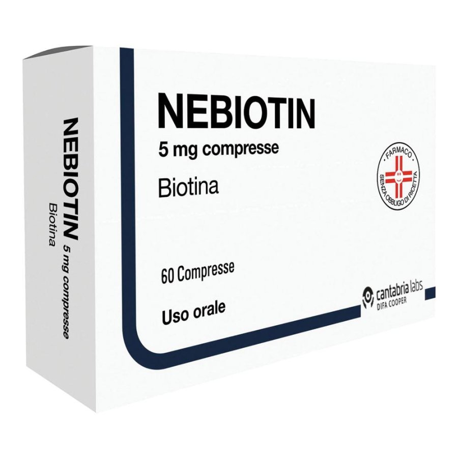 Nebiotin 5 milligrammi 60 compresse integratore di biotina per capelli unghie e pelle