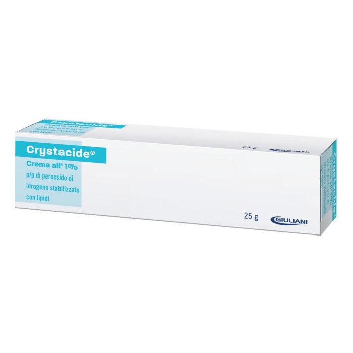 Crystacide Crema 1% Perossido di Idrogeno 25 grammi Trattamento Acne e Infezioni Cutanee