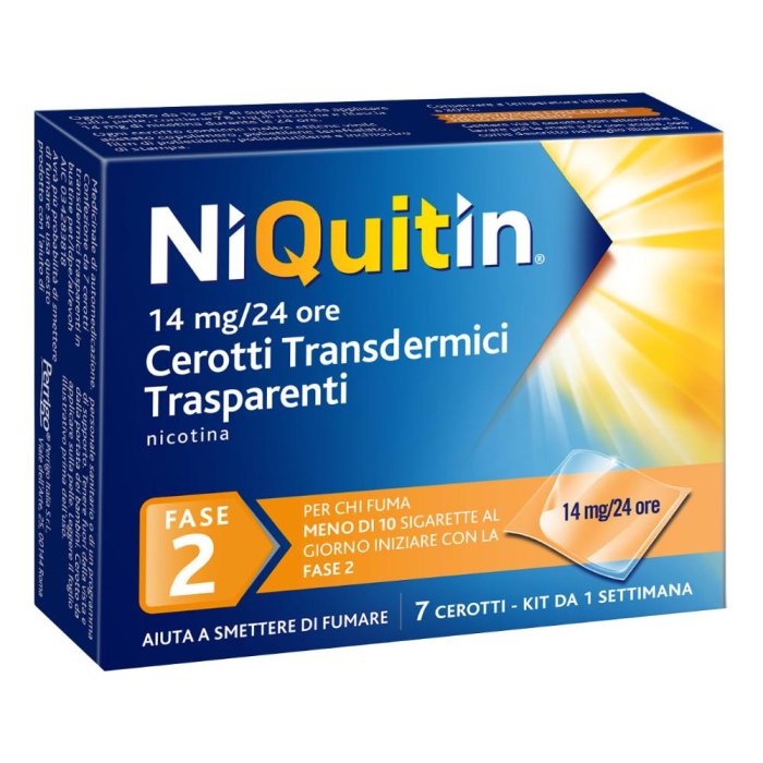 Niquitin cerotto transdermico 14 mg 24 h 7 pezzi - cerotto per smettere di fumare