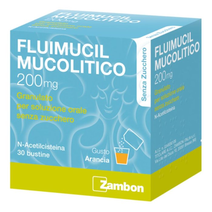 Fluimucil Mucol 200 Mg Granulato Per Soluzione Orale Senza Zucchero 30 Bustine