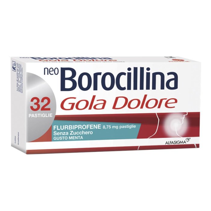 Neoborocillina Gola Dolore 32 Pastiglie 8,75mg Menta Senza Zucchero
