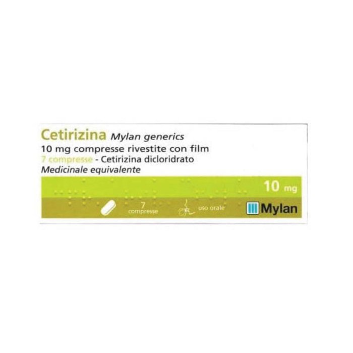 Cetirizina Mylan 10 mg 7 compresse - Trattamento per Rinite Allergica e Orticaria