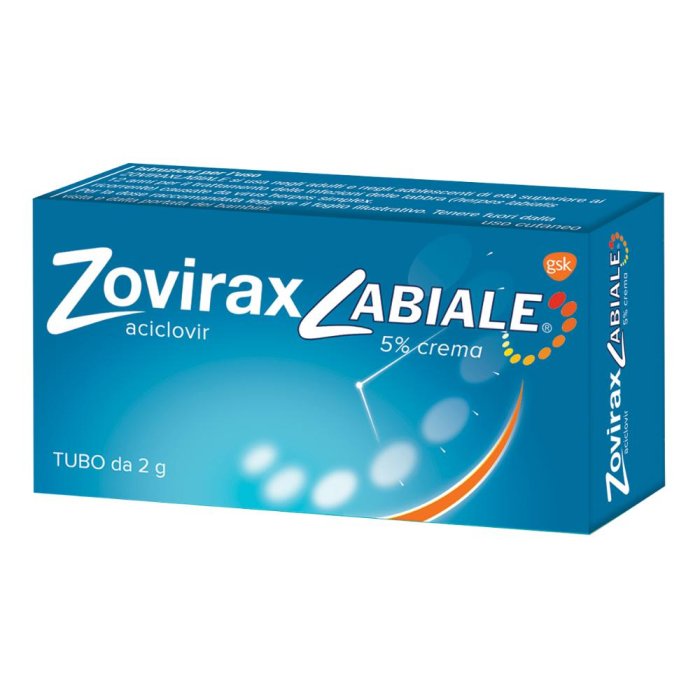 Zovirax labiale 5% Crema herpes a base di aciclovir Tubo Da 2 G