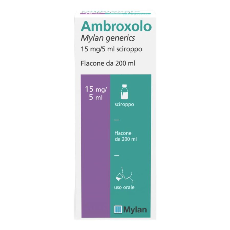 Ambroxolo Mylan 15mg/5ml mucolitico sciroppo 200ml Ambroxolo Mylan 15mg/5ml mucolitico sciroppo 200ml
