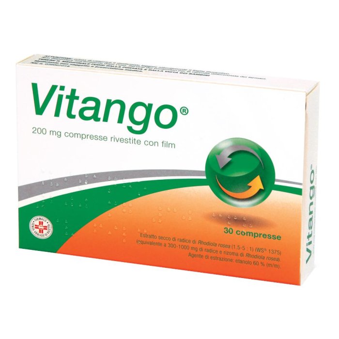 Vitango 200 milligrammi 30 Compresse Rivestite con Estratto di Rhodiola Rosea per Combattere Stanchezza e Stress
