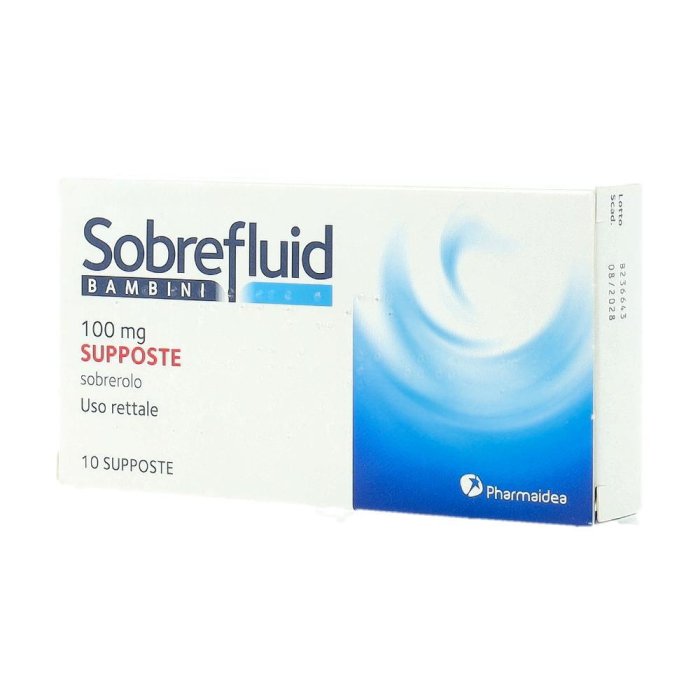 Sobrefluid Supposte Bambini 100 mg mucolitico fluidificante per tosse e muco confezione da 10 pezzi