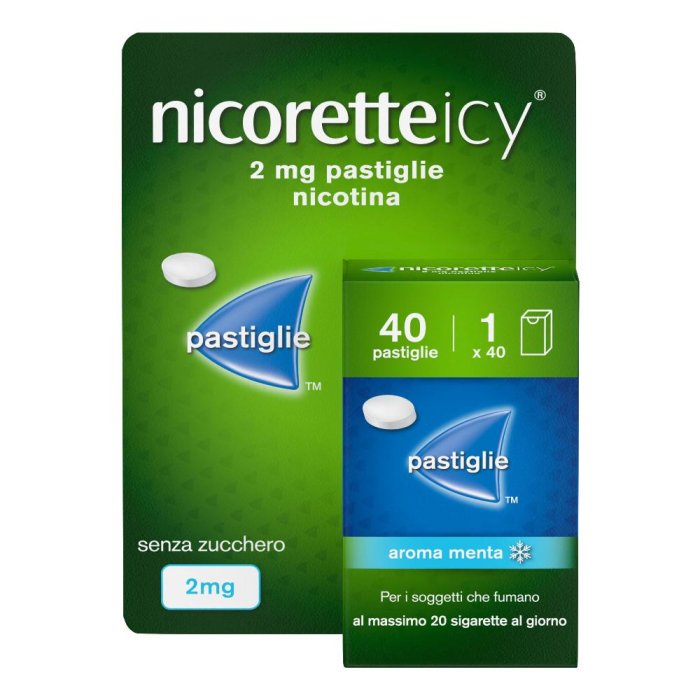 Nicoretteicy 2mg Pastiglie di Nicotina per Smettere di Fumare, 40 Pastiglie