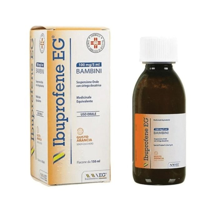 Ibuprofene Sciroppo Bambini Gusto Arancia 150 ml Sospensione Orale Antidolorifico e Antifebbrile