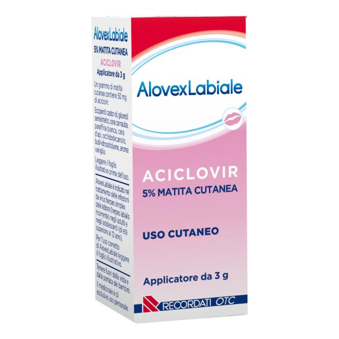 AlovexLabiale Matita Cutanea 5% Aciclovir 3 g Herpes