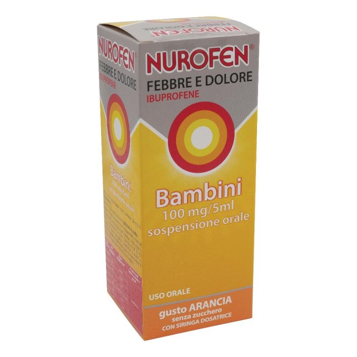Nurofen Febbre e Dolore Bambini 100 mg 5 ml Sospensione Orale Gusto Arancia Flacone 100 ml