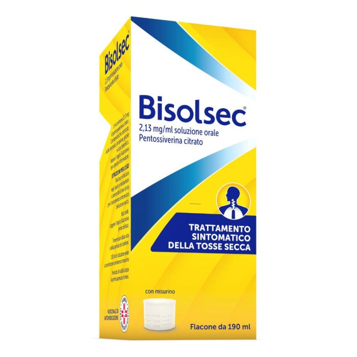 Bisolsec sciroppo per tosse secca, azione rapida, adulti e bambini 6+ Flacone 190 ml