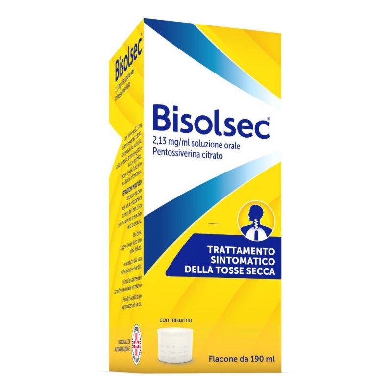 Bisolsec sciroppo per tosse secca, azione rapida, adulti e bambini 6+ Flacone 190 ml