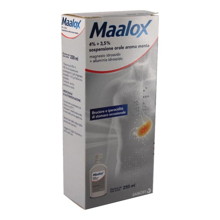 Maalox sospensione orale 250 ml 4% + 3,5% – antiacido per bruciore e acidità di stomaco