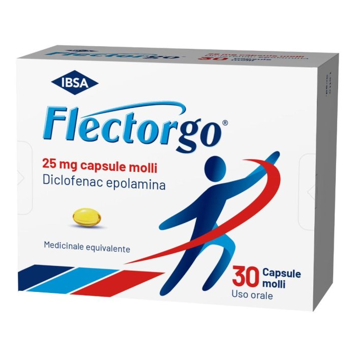 IBSA Flectorgo 25mg Diclofenac Epolamina Antidolorifico, 30 Capsule Molli