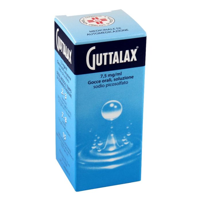 Guttalax gocce orali 7,5 mg/ml flacone 15 ml - lassativo in gocce a base di sodio picosolfato