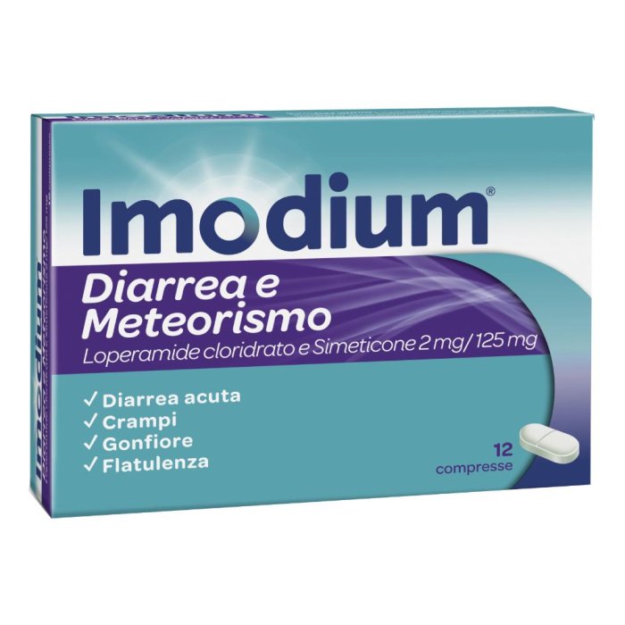 Imodium 2mg+ 125mg Diarrea e Meteorismo 12 Compresse